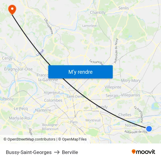 Bussy-Saint-Georges to Berville map