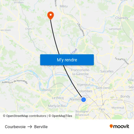 Courbevoie to Berville map
