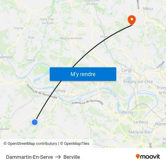 Dammartin-En-Serve to Berville map