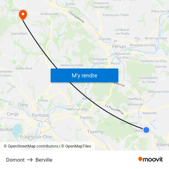 Domont to Berville map