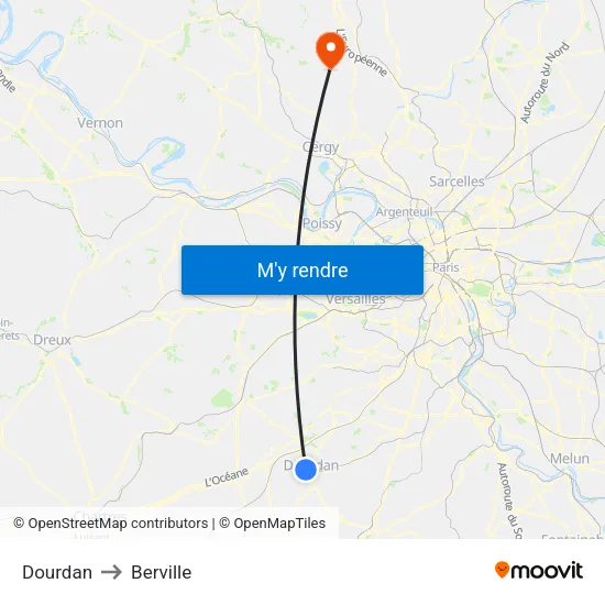 Dourdan to Berville map
