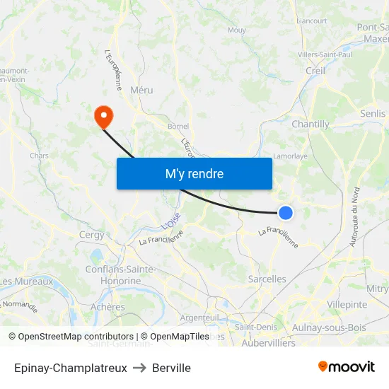 Epinay-Champlatreux to Berville map