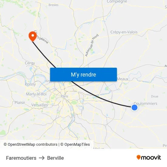 Faremoutiers to Berville map