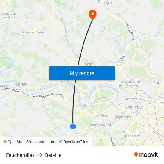 Feucherolles to Berville map