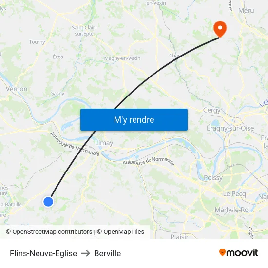 Flins-Neuve-Eglise to Berville map