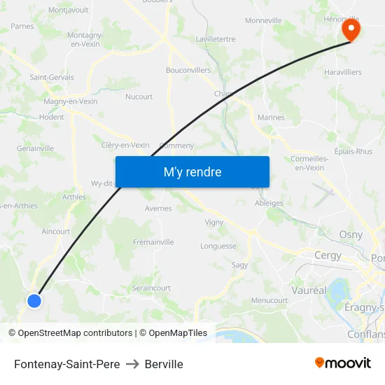 Fontenay-Saint-Pere to Berville map