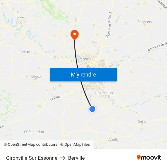 Gironville-Sur-Essonne to Berville map