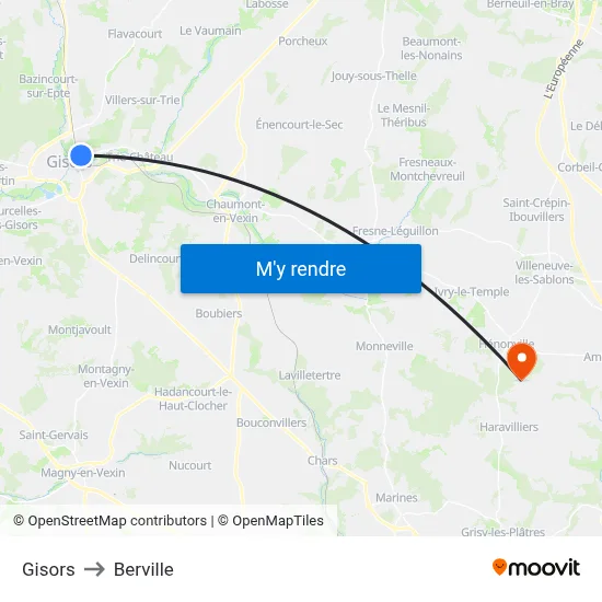 Gisors to Berville map