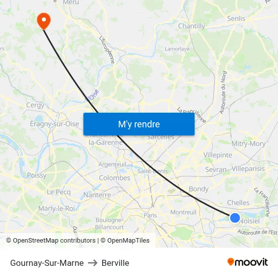 Gournay-Sur-Marne to Berville map