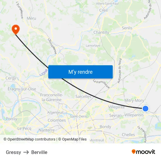 Gressy to Berville map