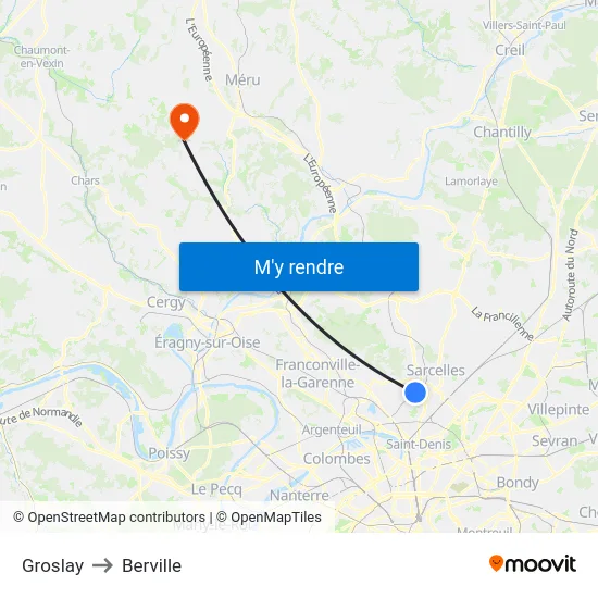 Groslay to Berville map