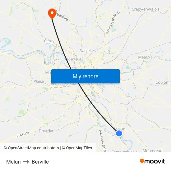 Melun to Berville map