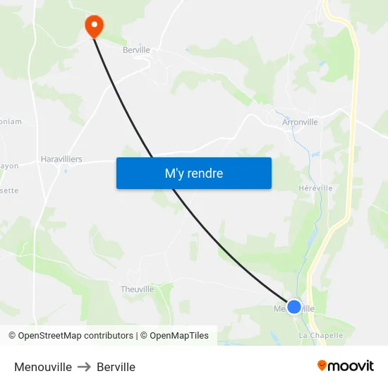 Menouville to Berville map