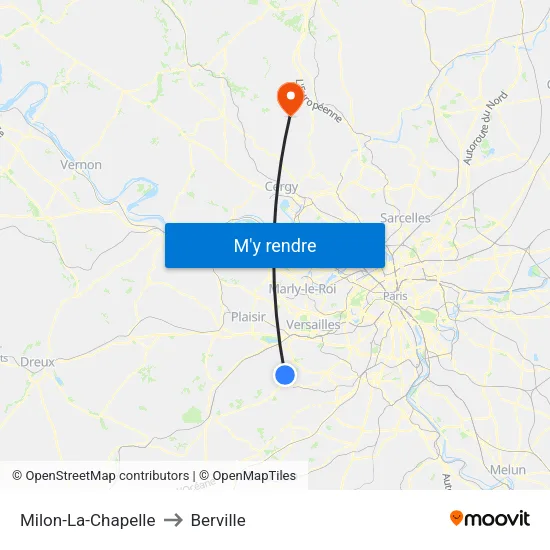 Milon-La-Chapelle to Berville map