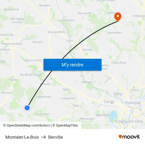 Montalet-Le-Bois to Berville map