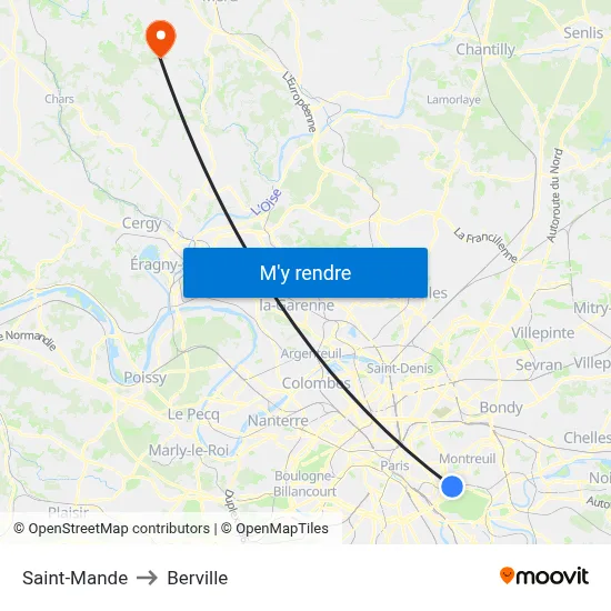 Saint-Mande to Berville map