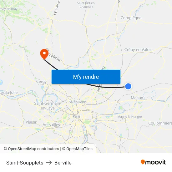 Saint-Soupplets to Berville map