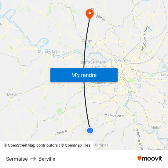 Sermaise to Berville map