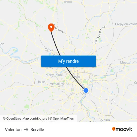 Valenton to Berville map