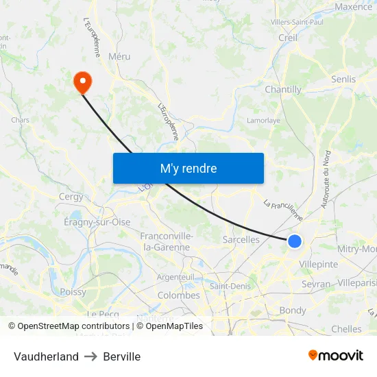 Vaudherland to Berville map