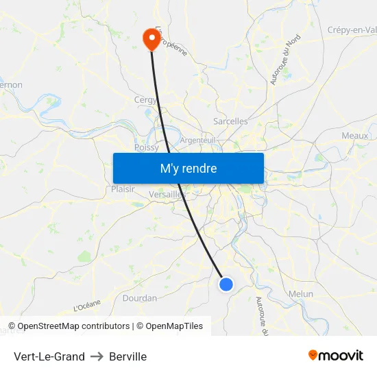 Vert-Le-Grand to Berville map