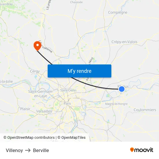 Villenoy to Berville map