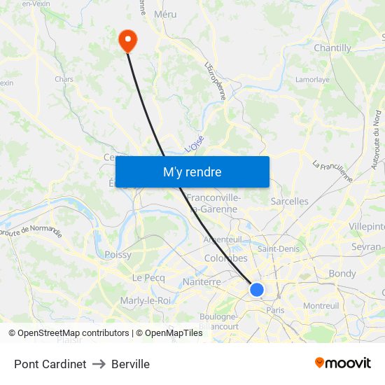 Pont Cardinet to Berville map