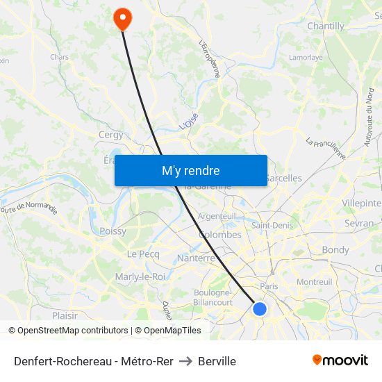 Denfert-Rochereau - Métro-Rer to Berville map