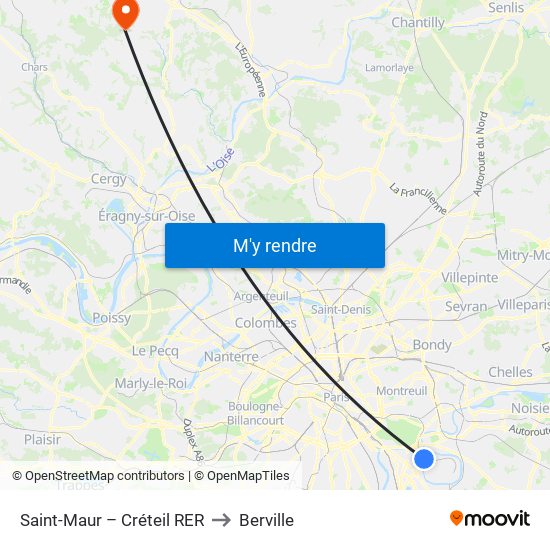 Saint-Maur – Créteil RER to Berville map