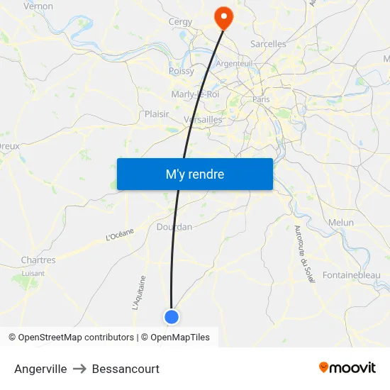 Angerville to Bessancourt map