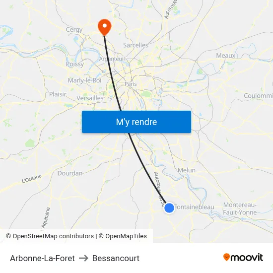 Arbonne-La-Foret to Bessancourt map