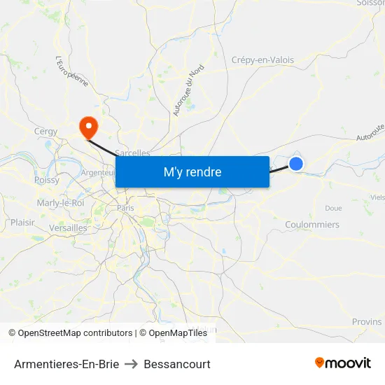 Armentieres-En-Brie to Bessancourt map