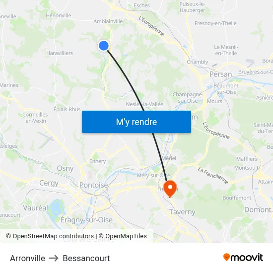Arronville to Bessancourt map