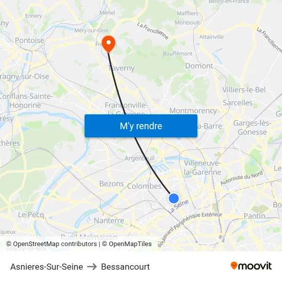 Asnieres-Sur-Seine to Bessancourt map