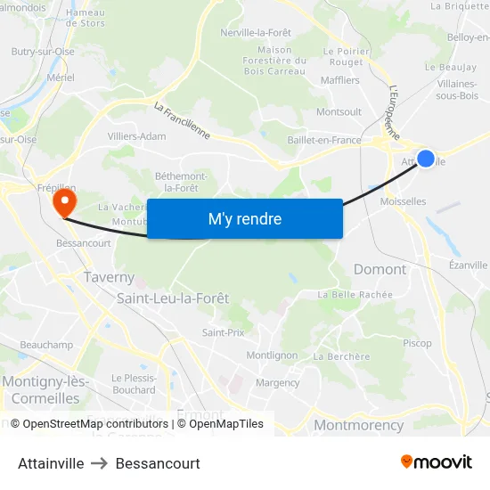 Attainville to Bessancourt map