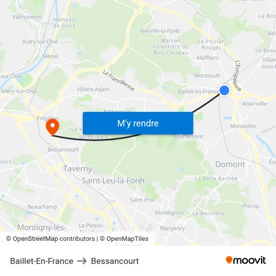 Baillet-En-France to Bessancourt map