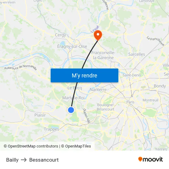 Bailly to Bessancourt map