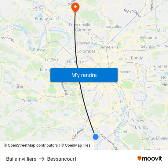 Ballainvilliers to Bessancourt map