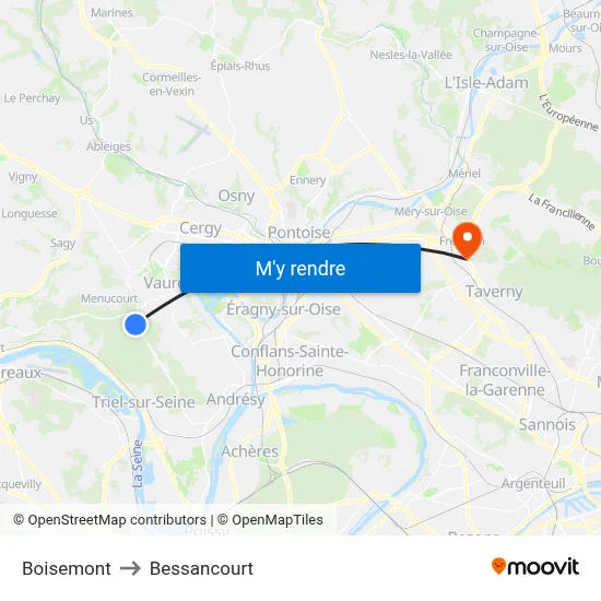 Boisemont to Bessancourt map