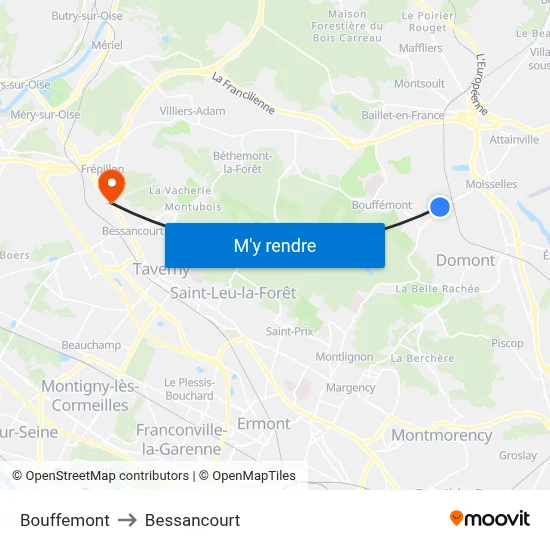 Bouffemont to Bessancourt map