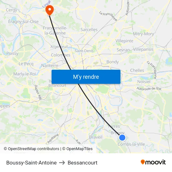 Boussy-Saint-Antoine to Bessancourt map