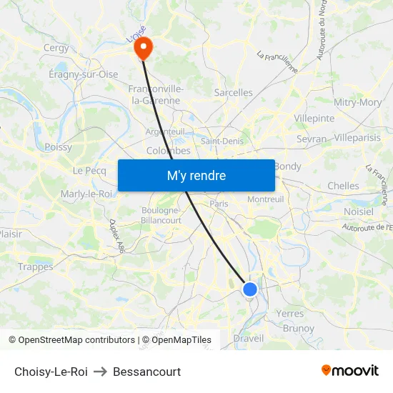 Choisy-Le-Roi to Bessancourt map