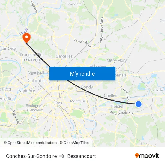 Conches-Sur-Gondoire to Bessancourt map