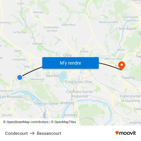 Condecourt to Bessancourt map