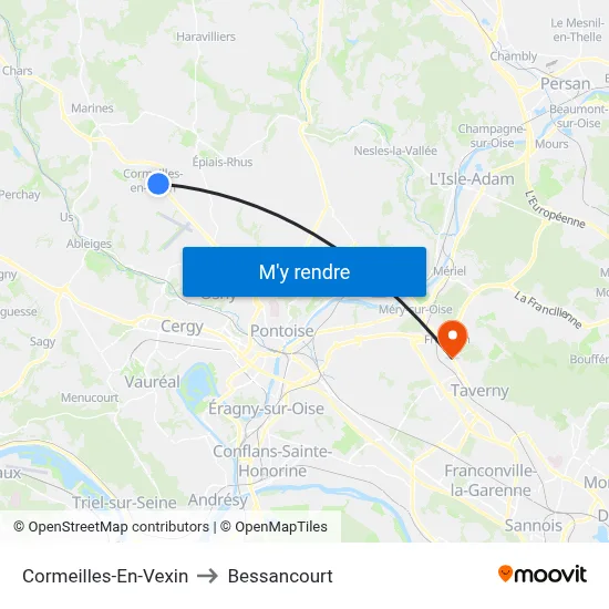 Cormeilles-En-Vexin to Bessancourt map
