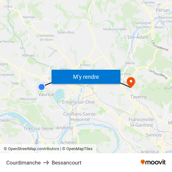 Courdimanche to Bessancourt map