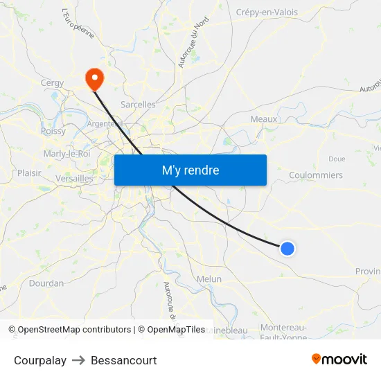 Courpalay to Bessancourt map