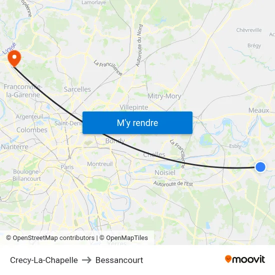 Crecy-La-Chapelle to Bessancourt map