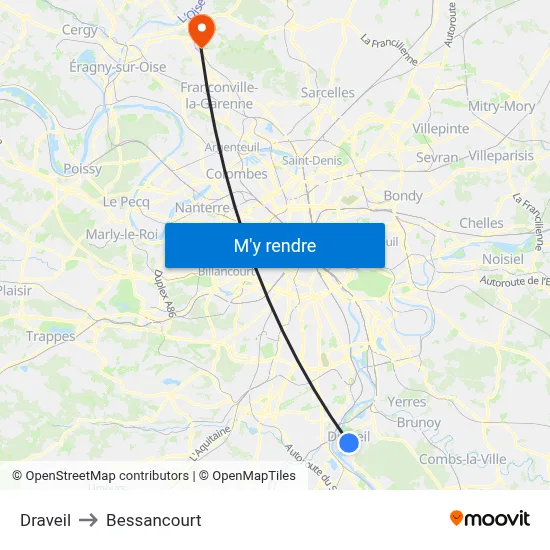 Draveil to Bessancourt map