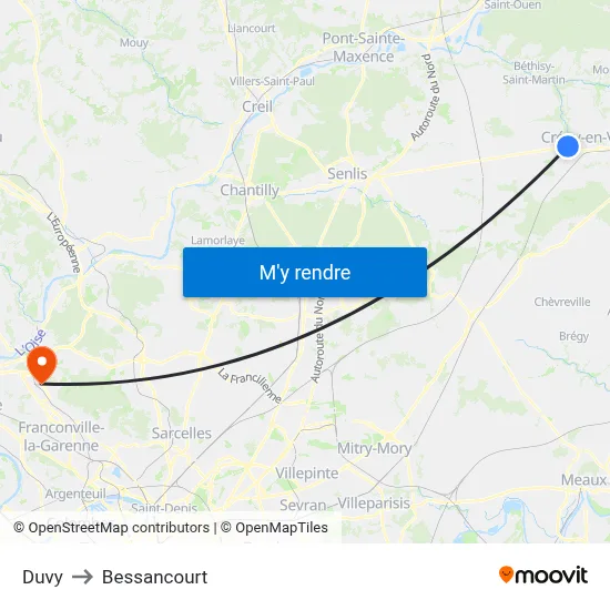 Duvy to Bessancourt map